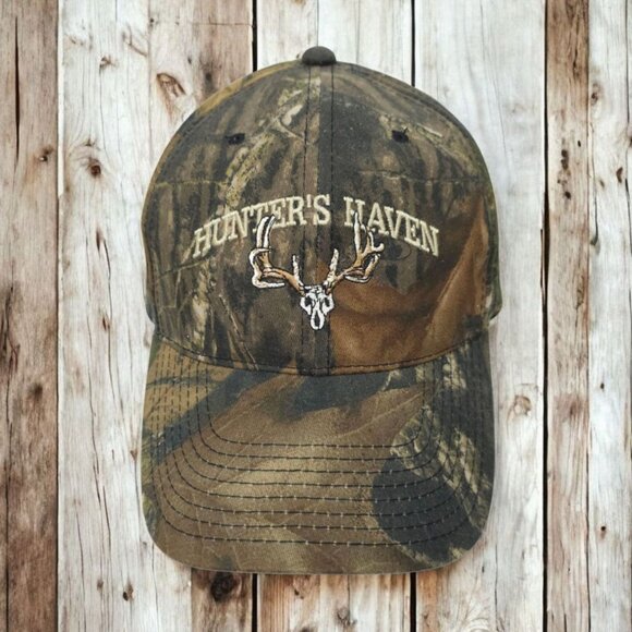 Hunters Haven Mossy Oak Camo Snapback Cap Trucker Baseball Hunting Logo Hat NEW - Picture 1 of 14